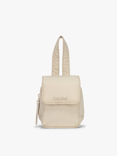CALPAK Baby Collection Pacifier Pouch in white Oatmeal front view; PCB2501-OATMEAL