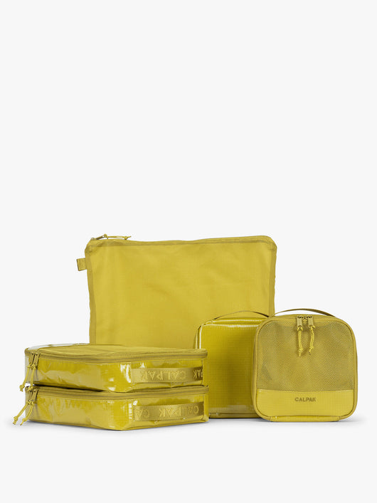 CALPAK Terra 5pc Packing Cube Set in yellow green Wasabi on a white background; PCT2601-WASABI