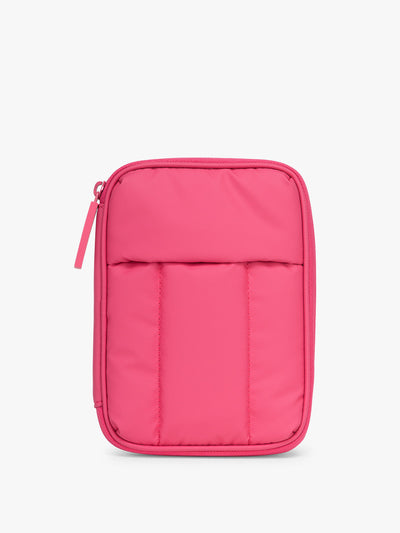 CALPAK Luka Zip Passport Wallet in bright pink Dragonfruit on a white background; PZW2301-DRAGONFRUIT