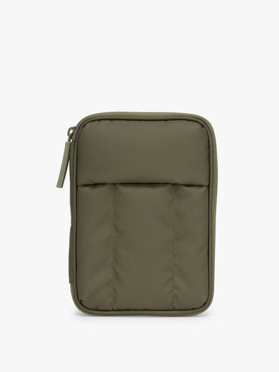 CALPAK Luka Zippered Passport Wallet in dark green Pine; PZW2301-PINE