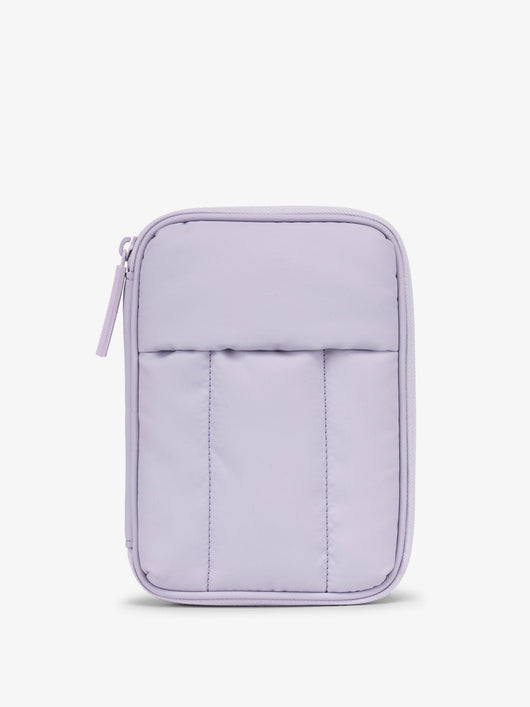 CALPAK Luka Passport Zippered Wallet front view in lavender purple Orchid; PZW2301-ORCHID