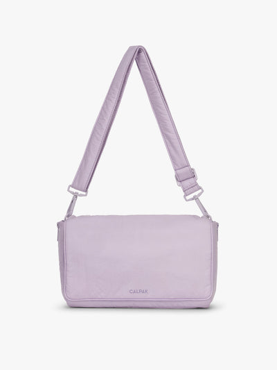 CALPAK Convertible Stroller Caddy Crossbody in lavender purple Orchid; SCB2401-ORCHID