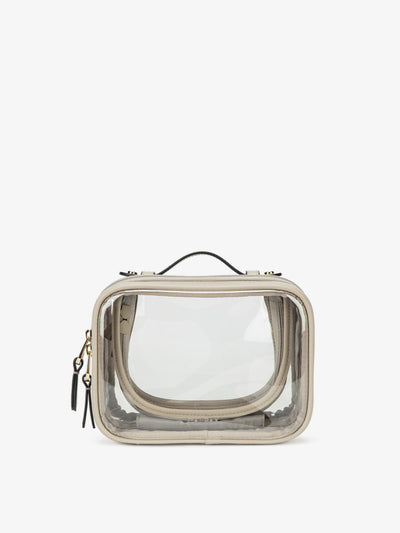 CALPAK's small cosmetic case with clear sides; CCM2001-STONE