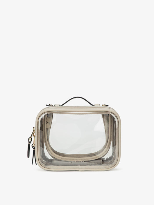 CALPAK's small cosmetic case with clear sides; CCM2001-STONE
