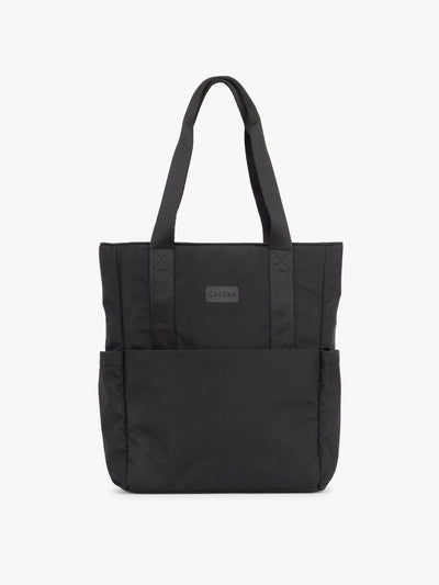 CALPAK Zippered Laptop Tote Bag in Black  on a white background; TCN2501-BLACK