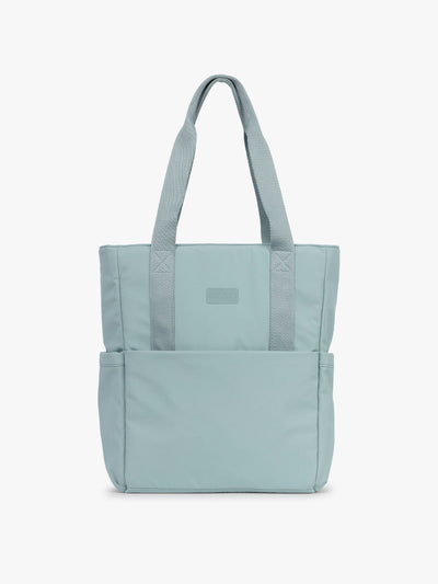 CALPAK Zippered Laptop Tote Bag in light blue Bluebell on a white background; TCN2501-BLUEBELL