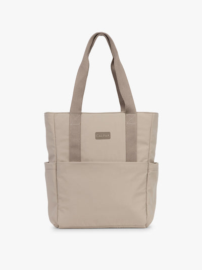 CALPAK Zippered Laptop Tote Bag in beige Greige on a white background; TCN2501-GREIGE