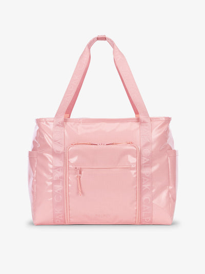 CALPAK Terra 35L Water Resistant Zippered Tote Bag made with durable recycled ripstop exterior, nylon webbing tote straps and multiple exterior pockets in blossom; TTO2401-BLOSSOM
