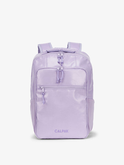 Front view of CALPAK Terra Hydration Backpack in amethyst; BPT2201-AMETHYST