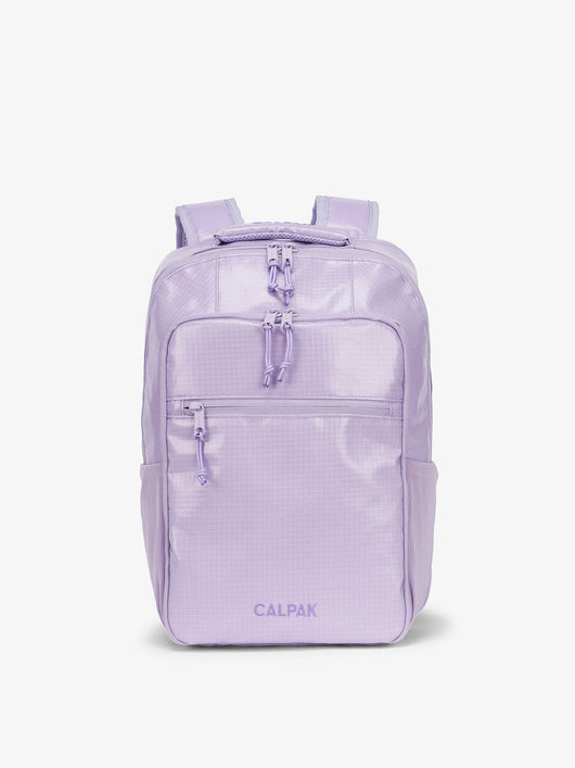 Front view of CALPAK Terra Hydration Backpack in amethyst; BPT2201-AMETHYST