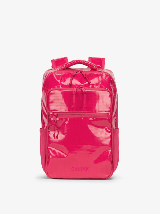 Front view of CALPAK Terra Hydration Backpack in pink dragonfruit; BPT2201-DRAGONFRUIT