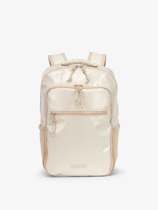 Front view of CALPAK Terra Hydration Backpack in white sands; BPT2201-WHITE-SANDS