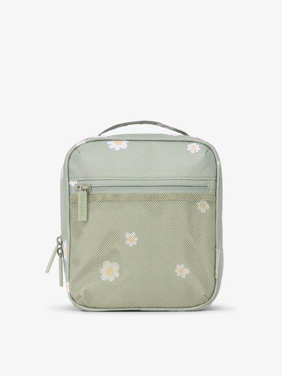 Front-view of CALPAK The Everything Cube made with durable exterior material featuring exterior mesh pocket and top handle in daisy; ACE2401-DAISY
