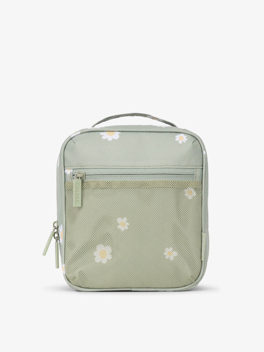 Front-view of CALPAK The Everything Cube made with durable exterior material featuring exterior mesh pocket and top handle in daisy; ACE2401-DAISY