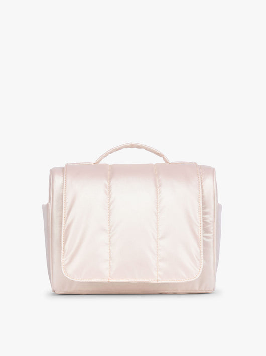 CALPAK Luka Hanging Toiletry Bag in light pink shiny Pearlescent; TLH2301-PEARLESCENT