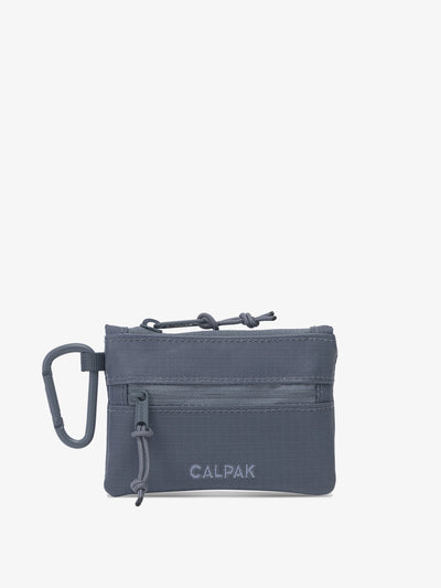 CALPAK Terra Clippable Card Pouch in blue Matte Indigo front view; TPC2401-INDIGO