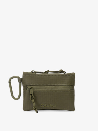 CALPAK Terra Clippable Card Pouch in dark green Matte Pine front view; TPC2401-PINE