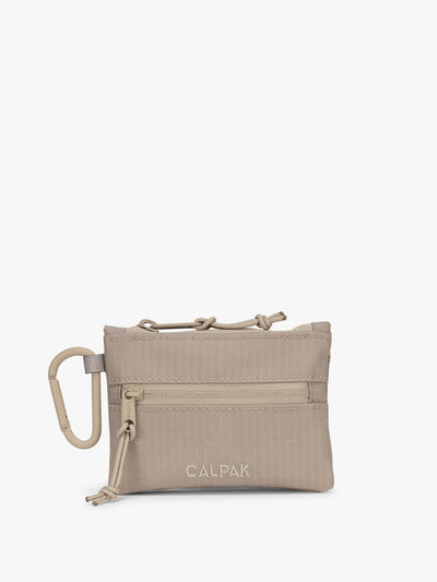 CALPAK Terra Clippable Card Pouch in beige Stone front view; TPC2401-STONE