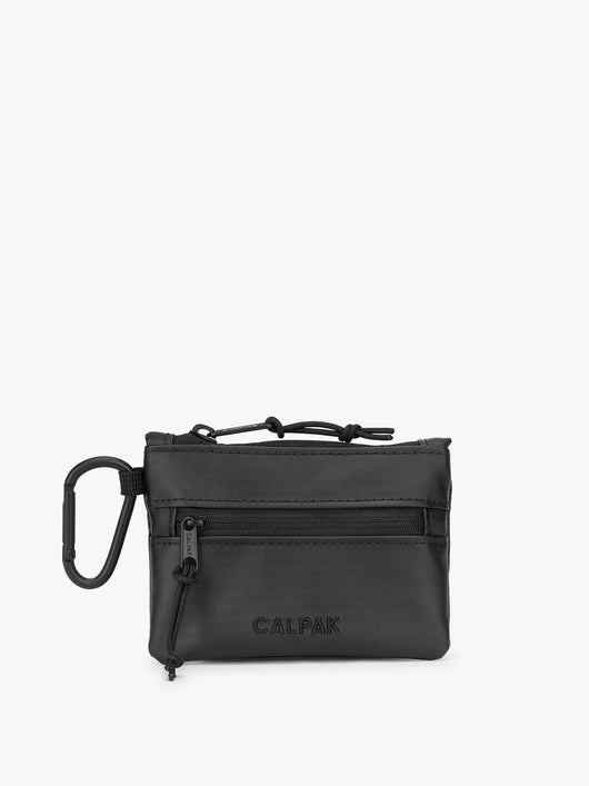 CALPAK Terra Clippable Card Pouch in black Matte Obsidian front view; TPC2401-MATTE-OBSIDIAN