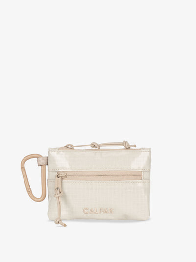 CALPAK Terra Clippable Card Pouch in off-white and tan White Sands; TPC2401-WHITE-SANDS