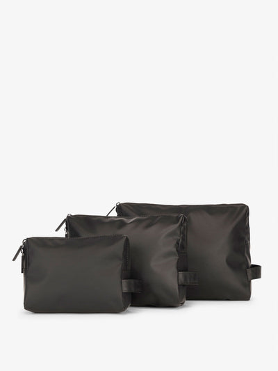 CALPAK Water Resistant Zippered Pouch Set of three in black; PCZP2401-BLACK