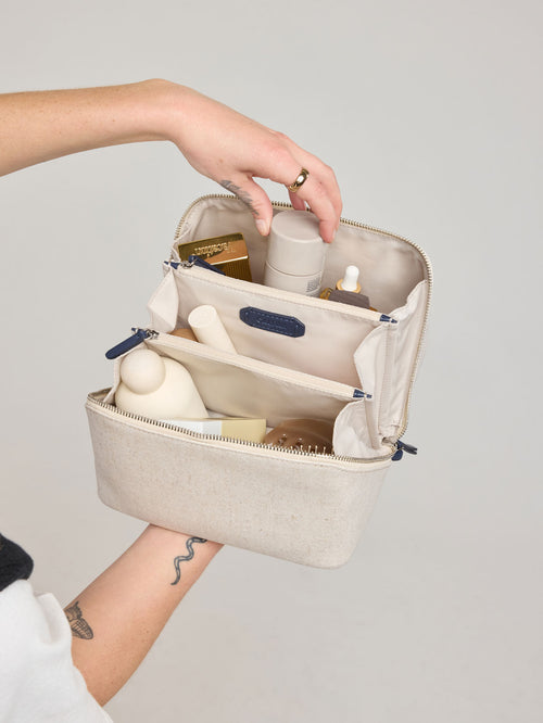 Colette Lay-Flat Canvas Toiletry Bag