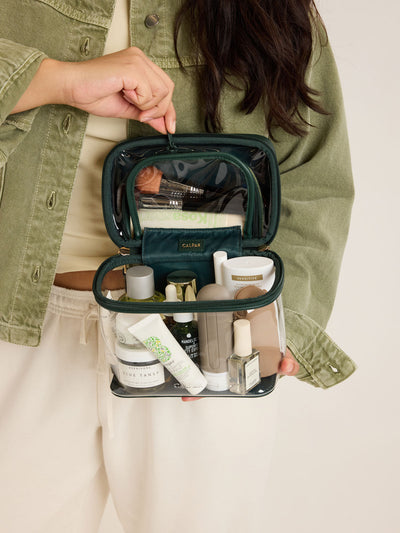 Clear Train Case with Top Compartment