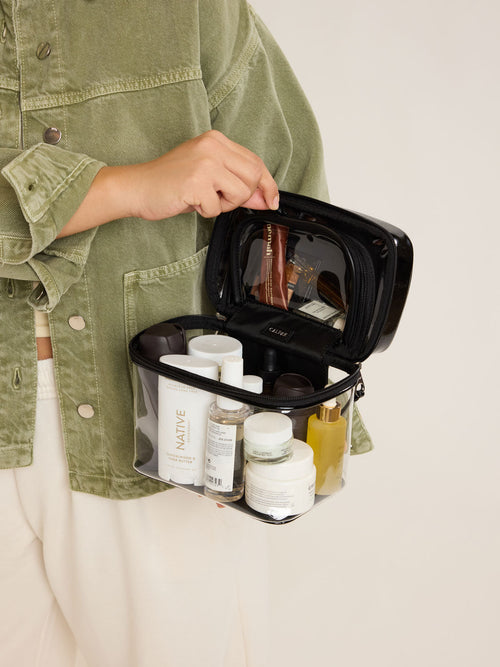 Clear Train Case with Top Compartment