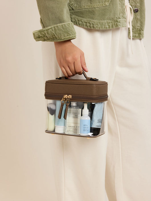 Clear Train Case with Top Compartment