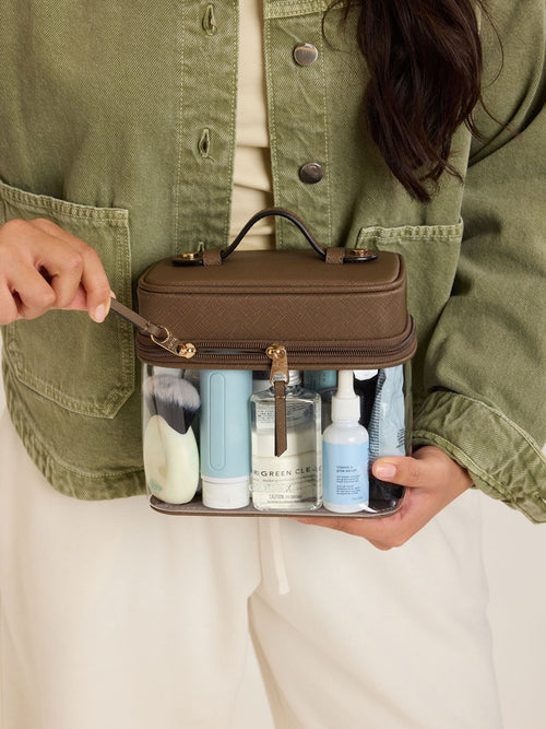 Clear Train Case with Top Compartment