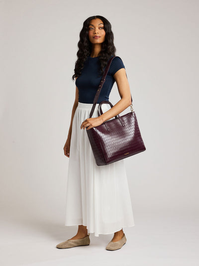 Haven 15" Laptop Tote Bag in Croc-Embossed