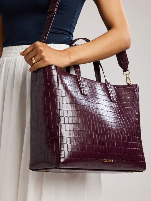 Haven 15" Laptop Tote Bag in Croc-Embossed