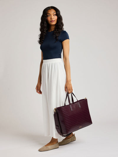 Haven 16" Laptop Tote in Croc-Embossed