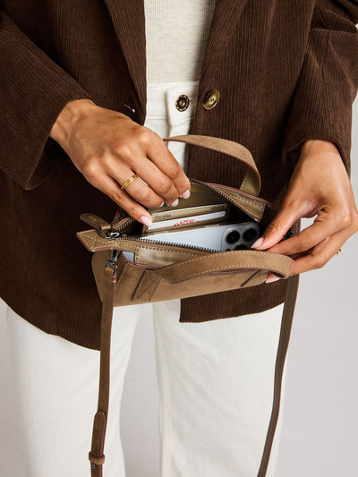 Haven Mini Crossbody Bag in Vegan Suede