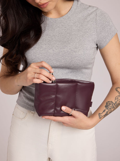 Luka 1 Quart Zip Pouch in Vegan Leather