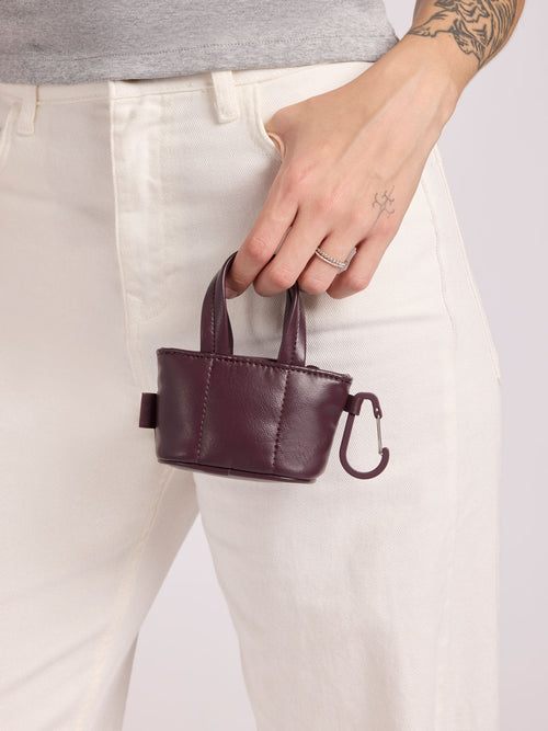 Luka Tote Zip Bag Charm in Vegan Leather