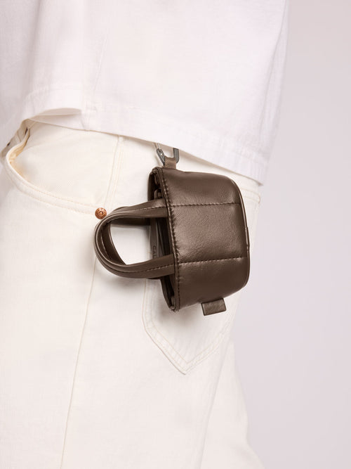 Luka Tote Zip Bag Charm in Vegan Leather