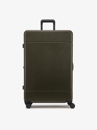 large 30 inch durable hard shell polycarbonate luggage in green moss color from CALPAK Hue collection; LHU1028-MOSS